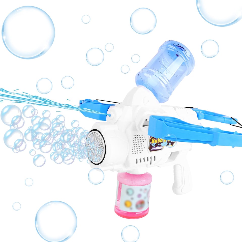 image 1 of 3-in-1 Bubble Gun Water Blaster Bow and Arrow Toy - Summer Outdoor Gift for Kids with Lights & Leak-Proof Design (Blue)