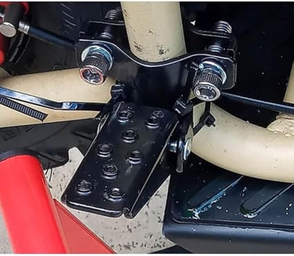 image 1 of London Boutique A Pair Universal Foldable Foot Pegs Pedals, Clamp-on Frame Mount Footrest for Ebike, Motorcycle, MTB, ATV, Scooter, UTV & Go Karts