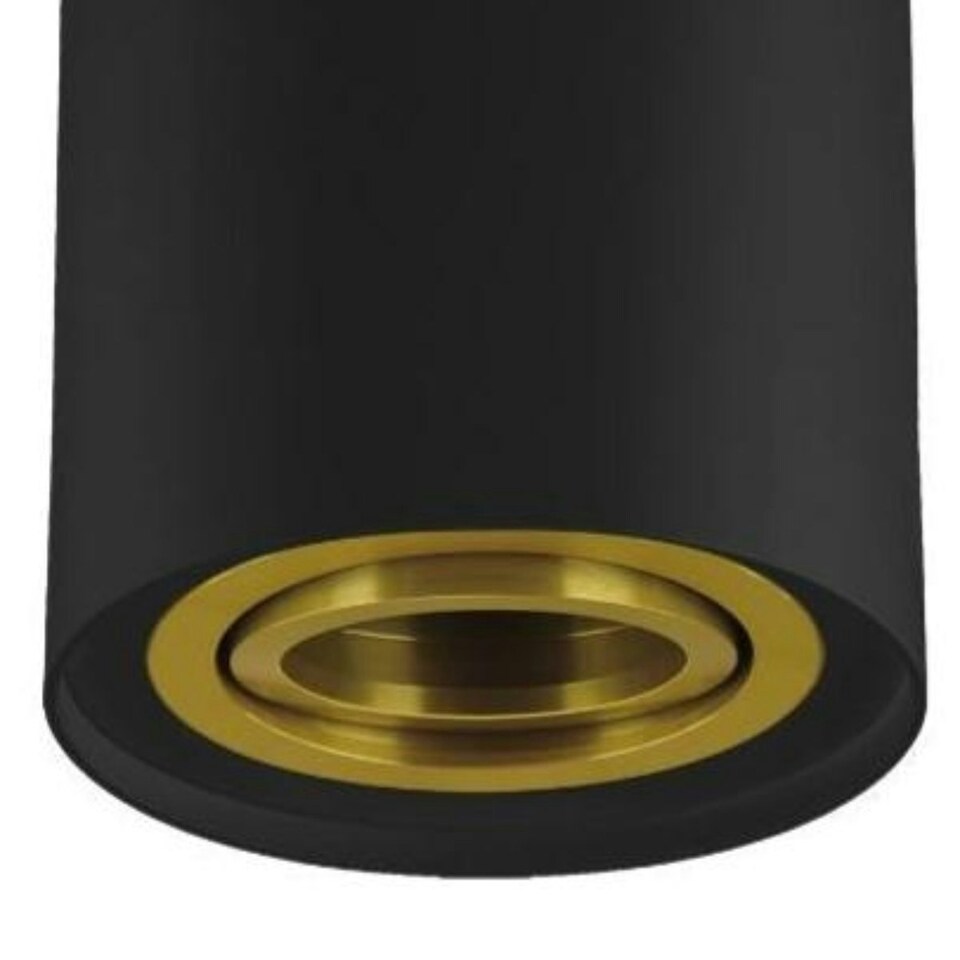 image 1 of CGC PRINCE Black GU10 Adjustable Surface Ceiling Downlight Flush Spot light with Gold Bezel Black