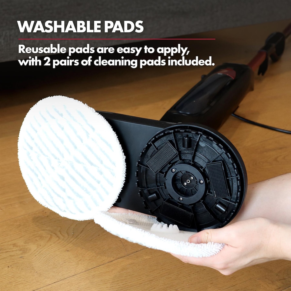 image 1 of Ewbank EWST04079 HYDROS2 Steam and Spin Mop, 1500W, 220RPM Rotating Pads, 24g/min Steam Output, 8m Cord, LED Lights, Freestanding Design