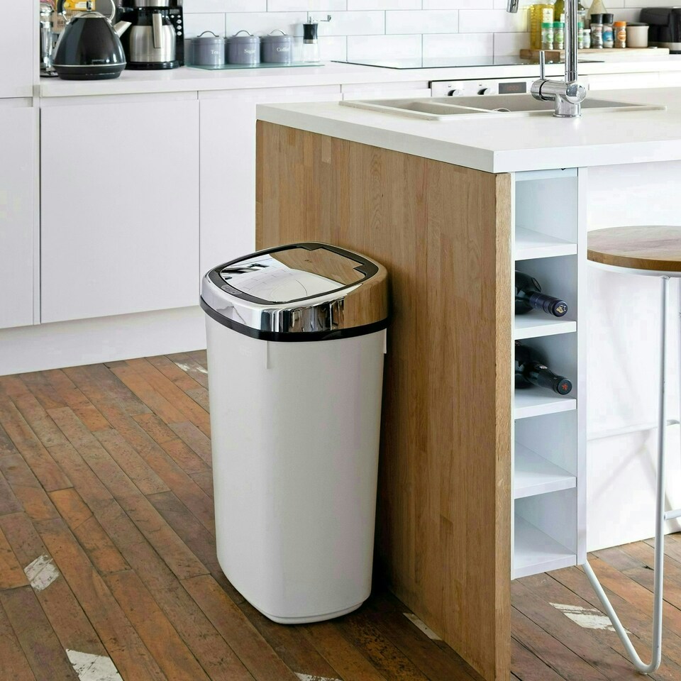 image 1 of Dihl 50L Sensor Bin White / Chrome White | 50