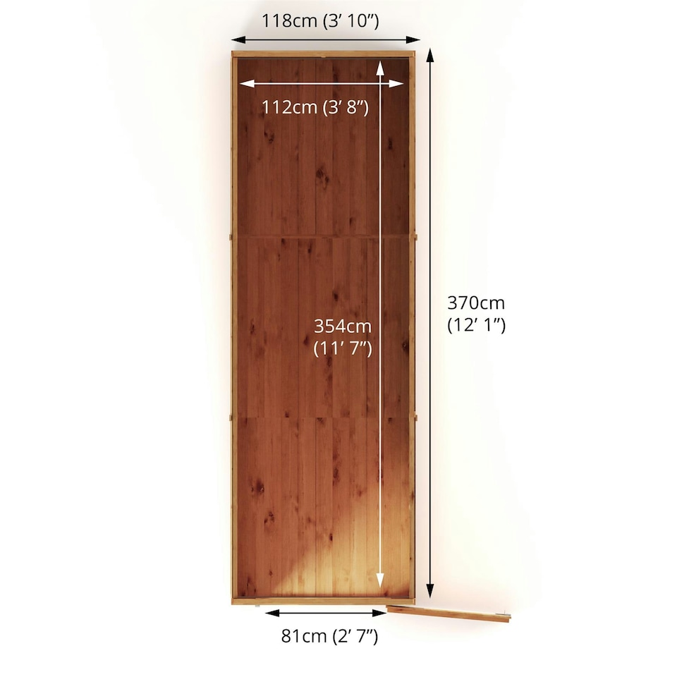 image 1 of 12 x 4 Modular Garden Shed Wooden Shiplap Pent Tongue and Groove Storage Brown