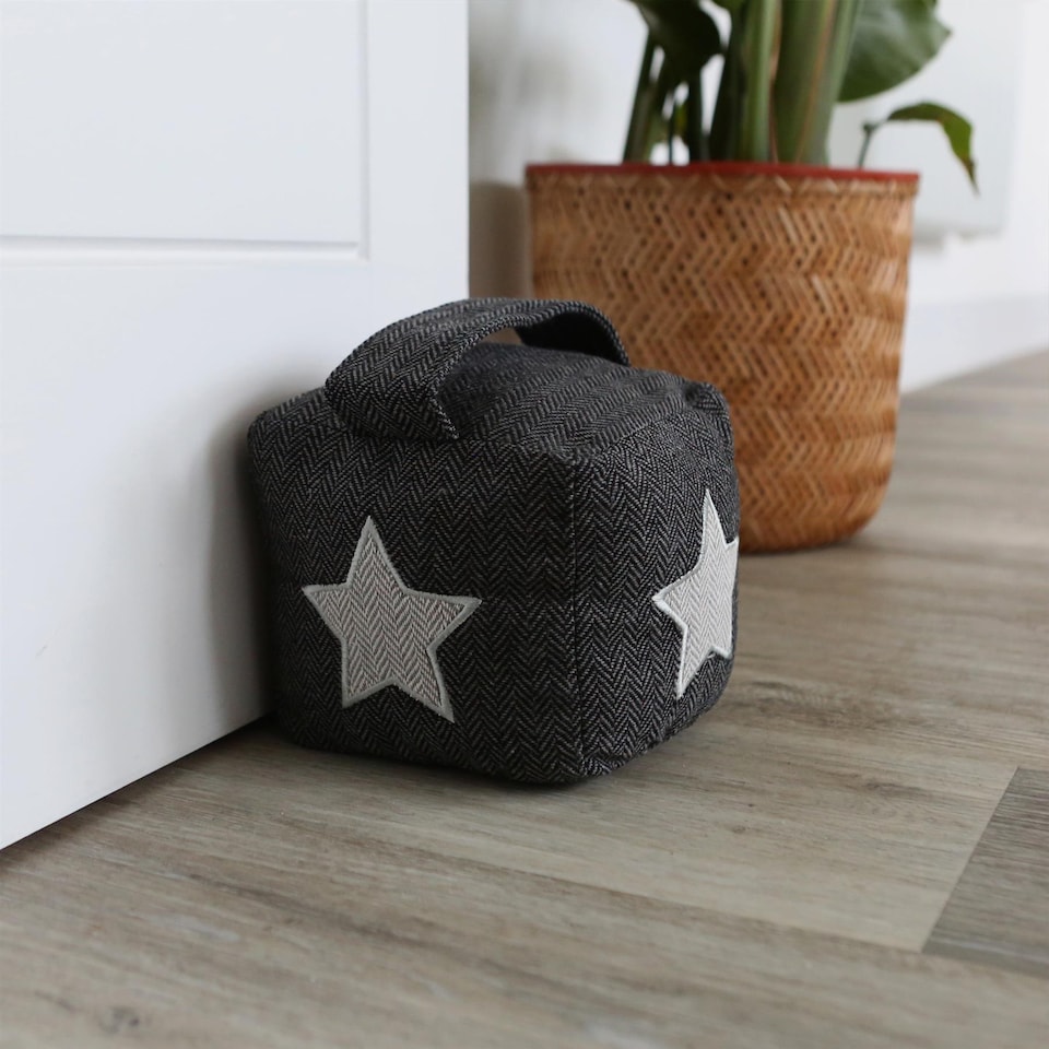 image 1 of Nicola Spring Mismatched Herringbone Door Stop Set - Star - Pack of 2