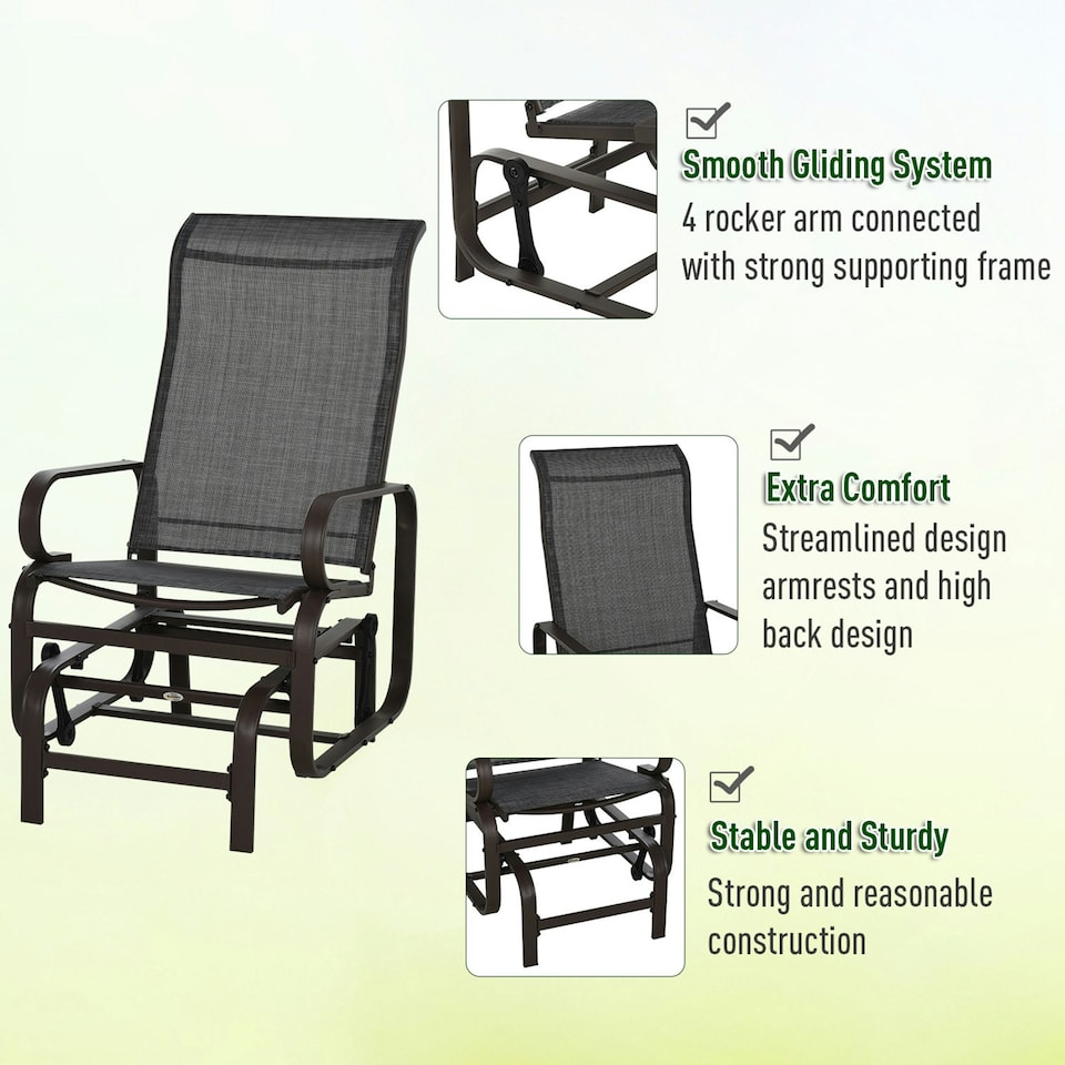 image 1 of Outsunny 3 Pcs Rocking Chair Gliding Chair Set w/ Table for Patio Garden Brown
