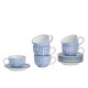 image 1 of Nicola Spring 12 Piece Hand-Printed Cappuccino Cup & Saucer Set - 250ml - Navy