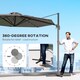 image 6 of Outsunny 3m Cantilever Roma Parasol Patio Sun Umbrella with Crank  Tilt LED Solar Light Cross Base 360 Rotating Outdoor, Dark Grey