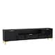 image 4 of TV Unit 200cm Black Gloss Doors with Gold Legs and Centre Drawer Black