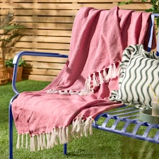 Furn Dessa Woven Indoor/Outdoor Throw | Pink | Fuchsia
