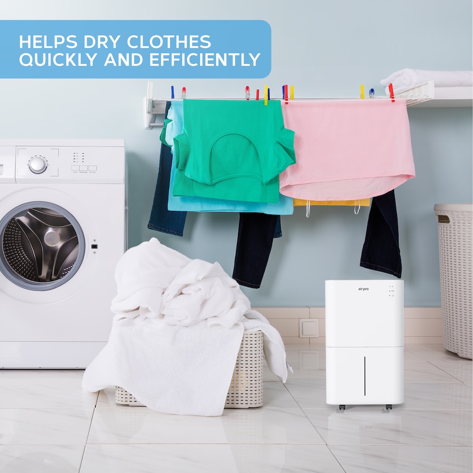 image 1 of Air Pro WiFi Dehumidifier - 4L Water Tank, 25L /Day, 24H Timer Laundry Drying - Portable Electric Mould, Damp And Condensation Remover | White | 25L / Day | 1