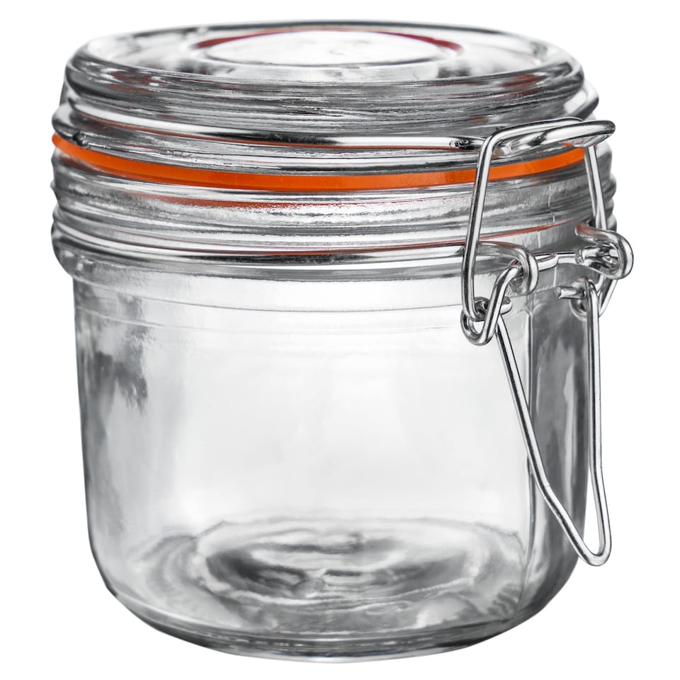 image 1 of Argon Tableware 6x Glass Storage Jar & Labels Set - 200ml - 4 Colour Seals Airtight Kitchen Storage Container Preserving Jar