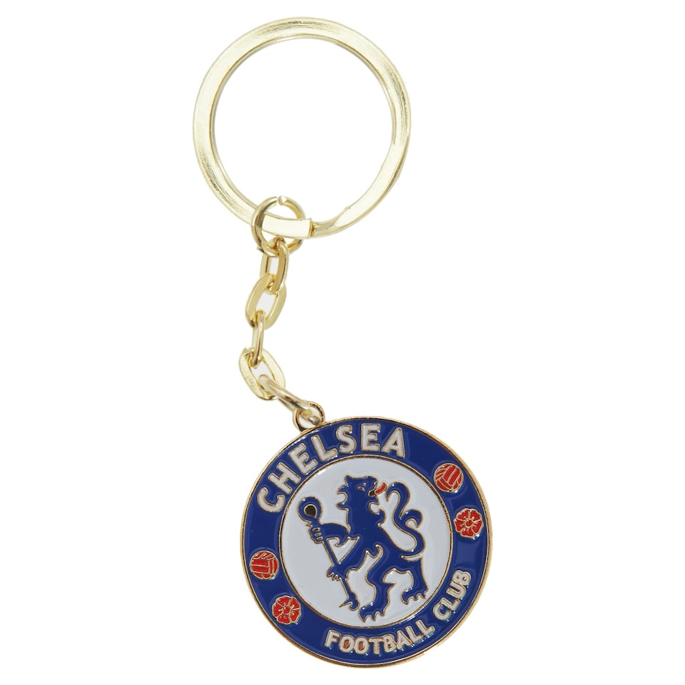Chelsea FC Official Metal Football Crest Keyring - Blue/White - One Size