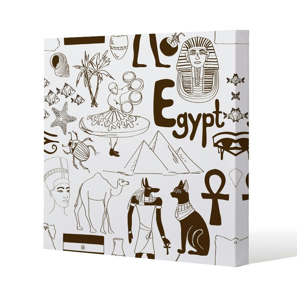 image 1 of Hand drawn sketch Egypt (Canvas Print) 77 x 77 x 4cm