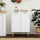 image 2 of HOMCOM Sideboard Buffet Cabinet with Adjustable Shelf, White White | Gold handles and legs