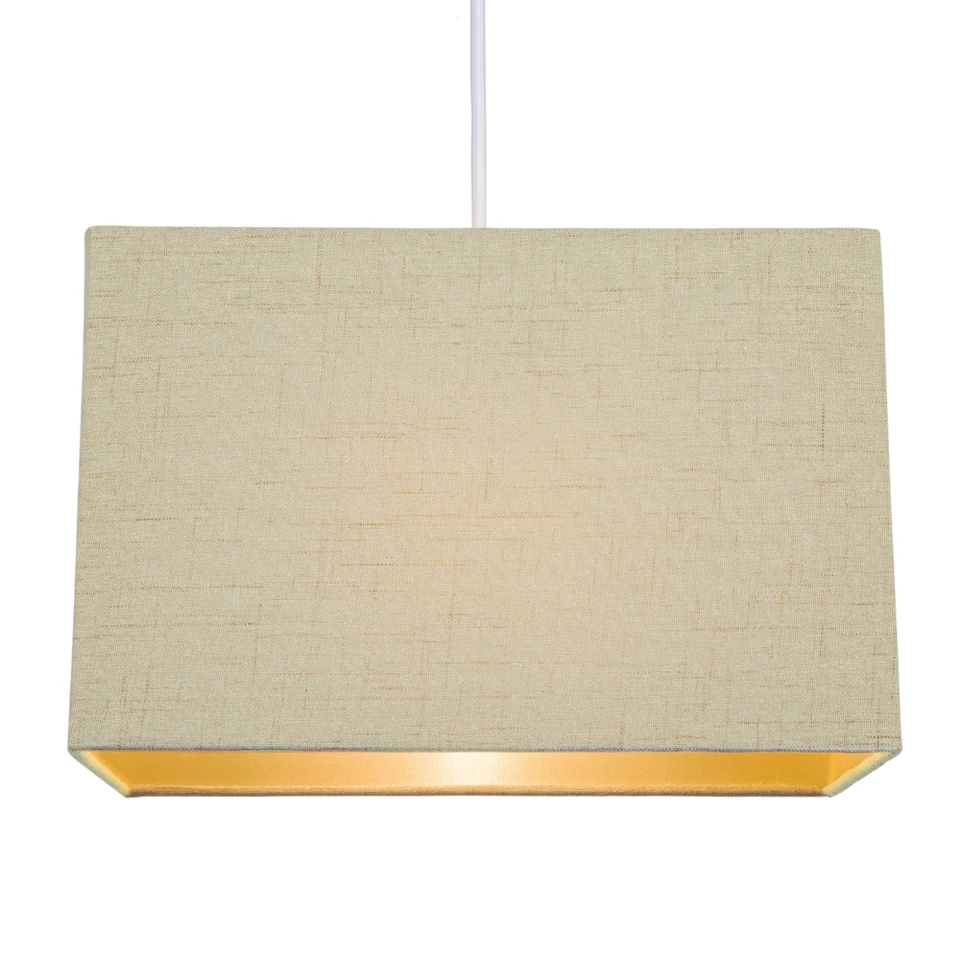 image 1 of Contemporary and Sleek Taupe Linen Fabric Rectangular Lamp Shade 60w Maximum | Cream | 12"
