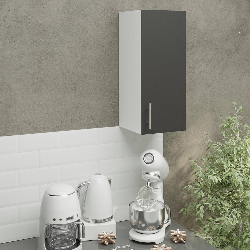 image 1 of JD Greta Kitchen Wall Unit 300mm Storage Cabinet With Doors and Shelf 30cm - Dark Grey Matt