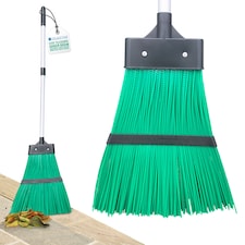 Telescopic Stiff Garden Broom Outdoor Yard Sweeping Brush with Stiff Hard Synthetic Bristles