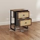 image 7 of HOMCOM Bedside Table with 2 Rattan Drawers and Steel Legs, Rustic Brown
