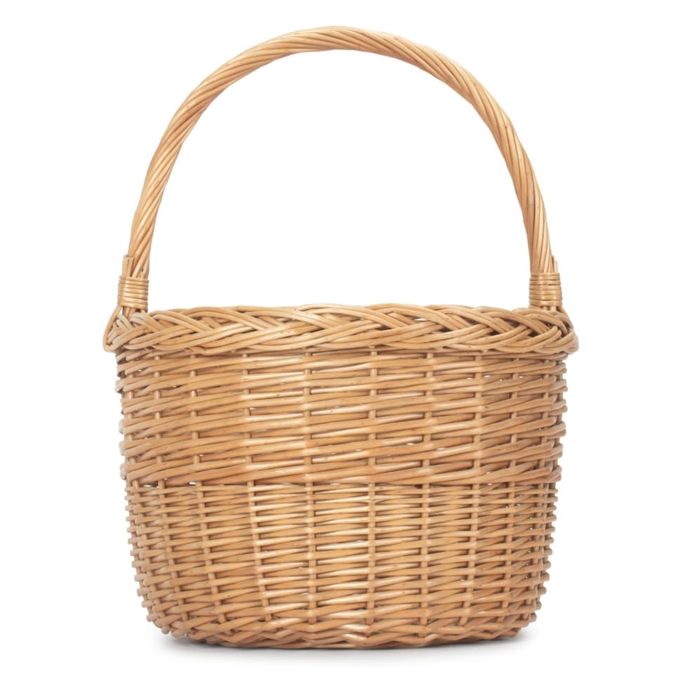 image 1 of Light Steamed Wicker Round Orchard Shopping Basket | Brown | Brown | One Size