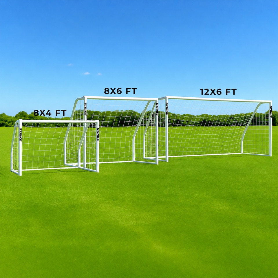 image 1 of Strike Football Goal - 12ft x 6ft - Kids Soccer Practice Net for Park Garden Outdoor Play | White