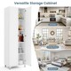 image 4 of COSTWAY Double Door Tall Storage Cabinet Freestanding White White