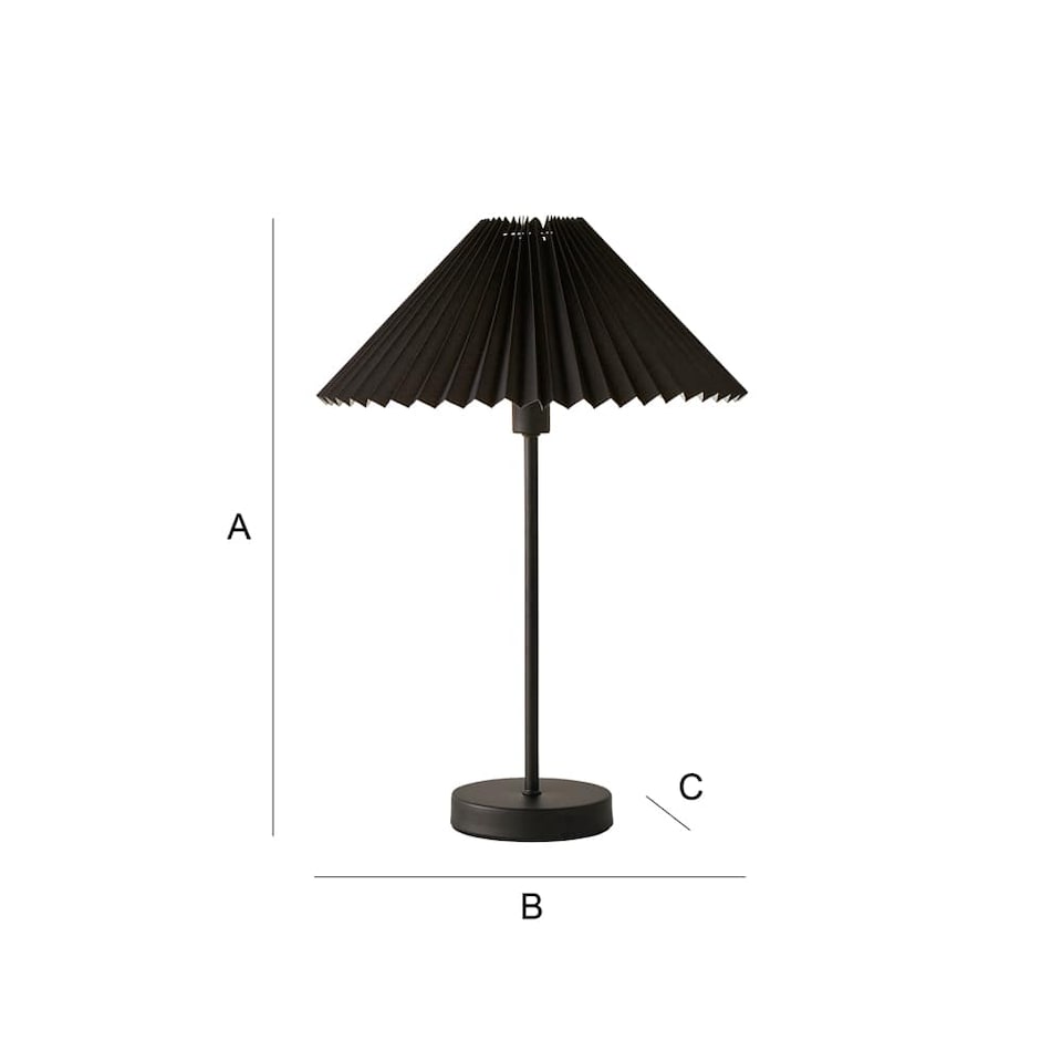 image 1 of ValueLights Akira Black Pleat Shade Side Table Lamp | Black