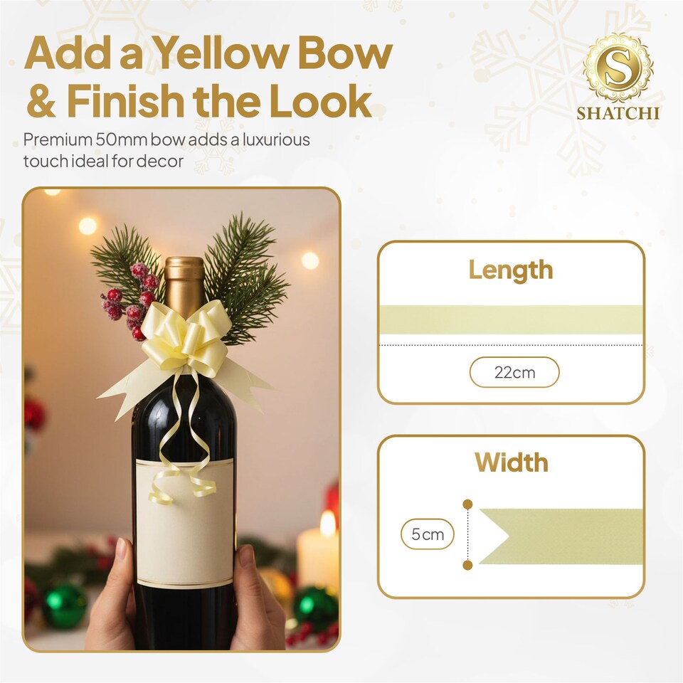 image 1 of 60pcs Light Yellow 50mm/5cm Large Ribbon Pull Bows for Gift Wrapping, Hampers, Florist Bouquets and Party Décor Pullbow | Yellow | Yellow