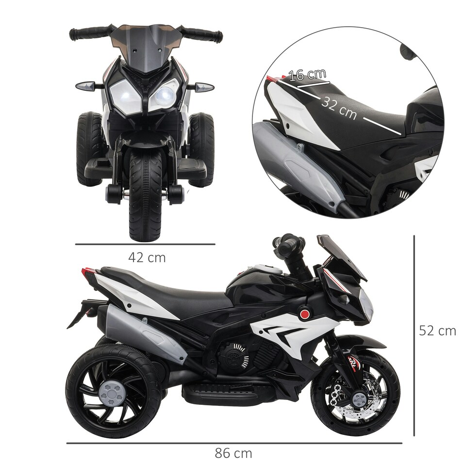image 1 of HOMCOM Kids Electric Motorcycle Ride On Toy, 6V Battery Music Horn Lights