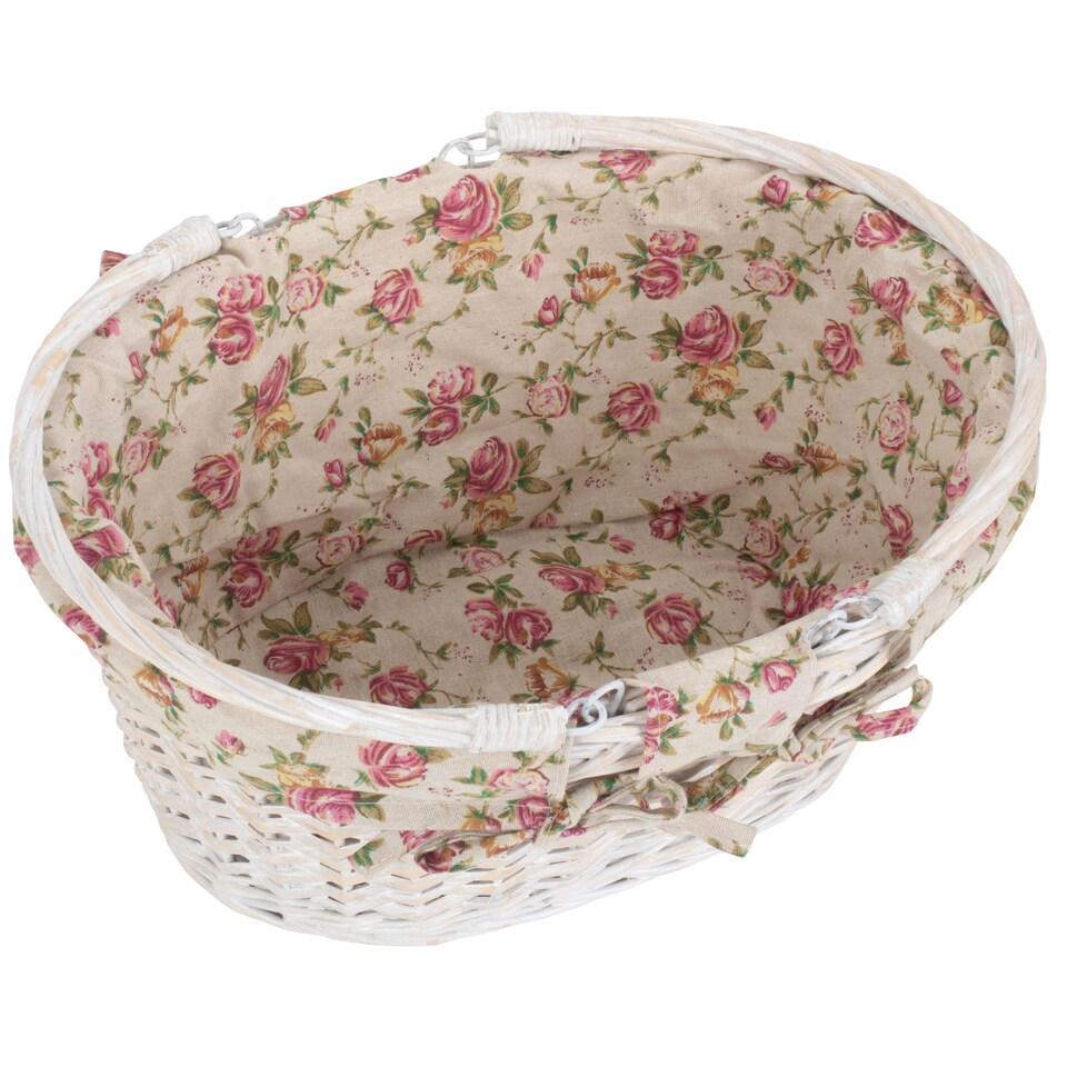 image 1 of Large White Swing Handle Wicker Shopper Lining Red | Red And White Checked | L