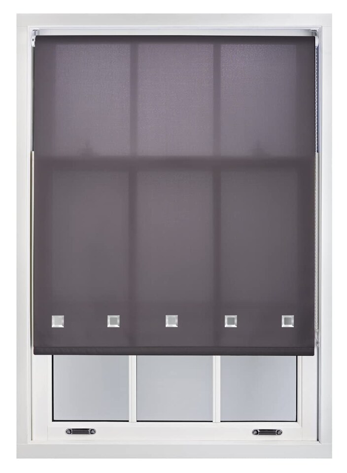 image 1 of FURNISHED Roller Blinds Daylight Square Eyelet Light Filtering Easy Fit Trimmable Window Shade | Grey | Dark Grey