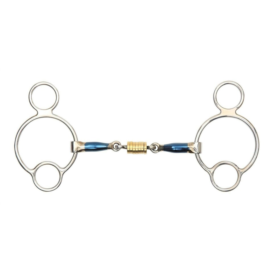 Shires Sweet Iron Roller Horse Universal Bit - Blue - 5in
