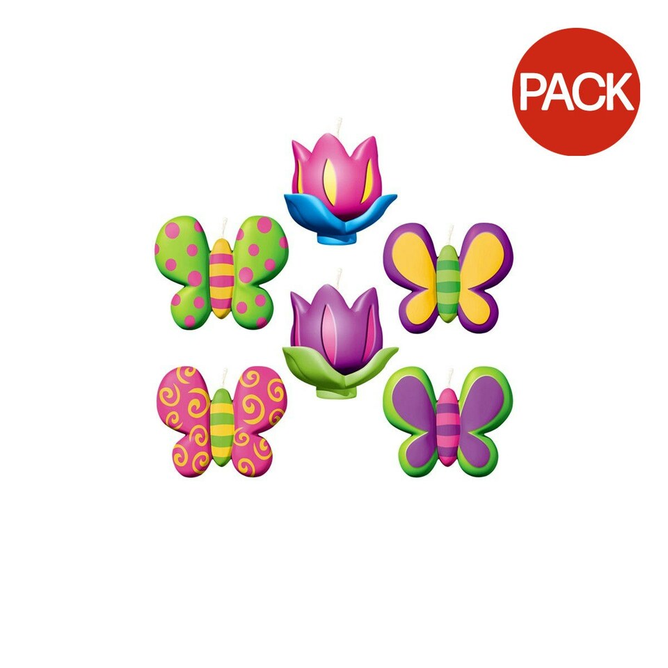 Amscan Butterfly Candles (Pack of 6) - Multicoloured - One Size