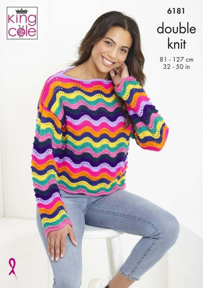 King Cole Pricewise DK Knitting Pattern 6181, Sweaters and Cardigans for Women - 32 - 50 Inches