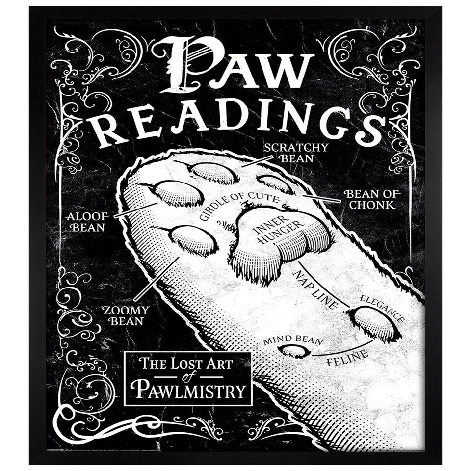 image 1 of Black Wooden Framed Paw Readings Maxi Poster