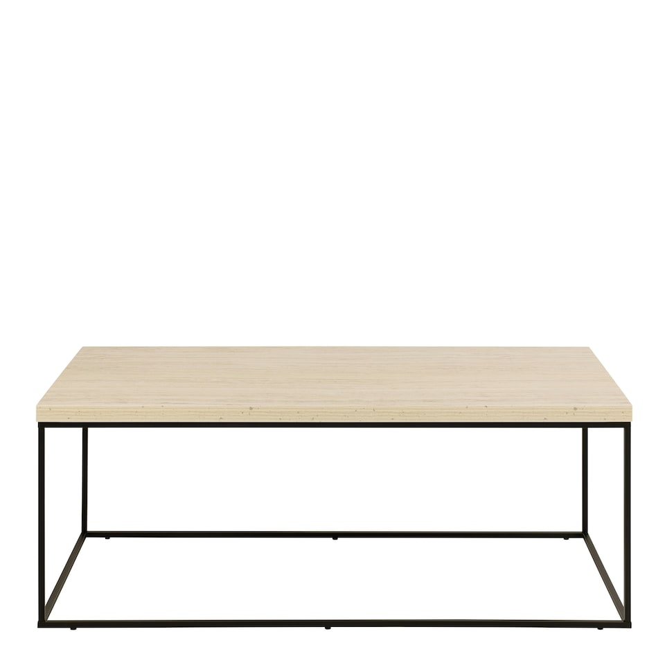image 1 of Barossa Coffee Table with Light Oak Top & Black Steel Base 110x55x45cm