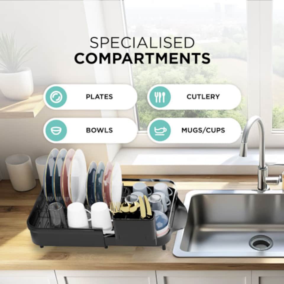 image 1 of DMD Expandable Dish Rack with Removable Cutlery Holder