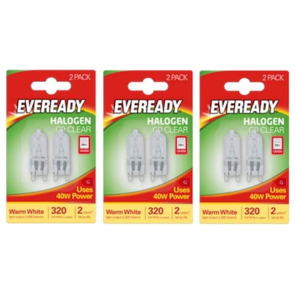 image 1 of Eveready Halogen G9 Capsule 320lm 40W 2800K (Warm White) Light Bulb - Pack of 6