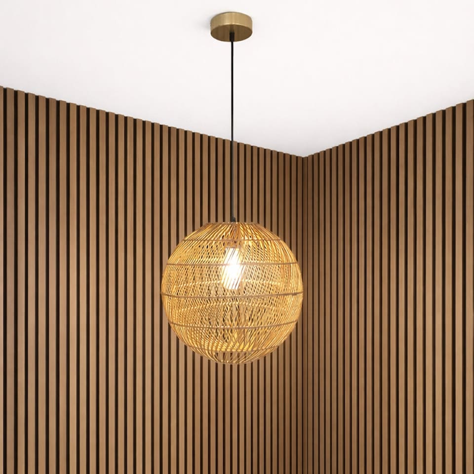 image 1 of CGC ARIBA Brown 35cm Round Rattan Weave Lampshade