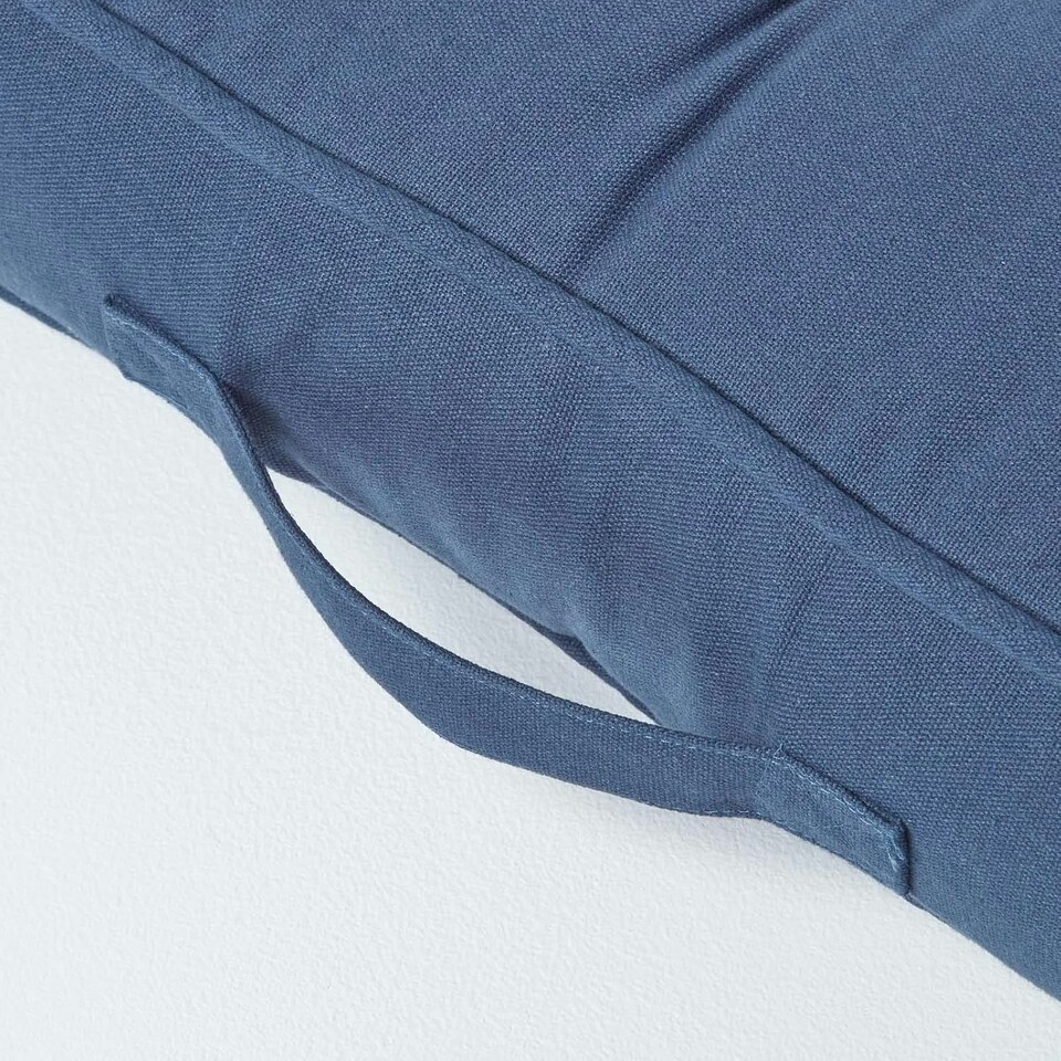 image 1 of Homescapes Navy Blue Cotton Armchair Booster Cushion Blue