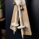 image 5 of 55cm Wooden Skis with Decorative White Fur and Silver Bells Christmas Decoration
