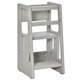 image 1 of HOMCOM Kids Step Stool, Adjustable Standing Platform, Toddler Kitchen Stool Grey