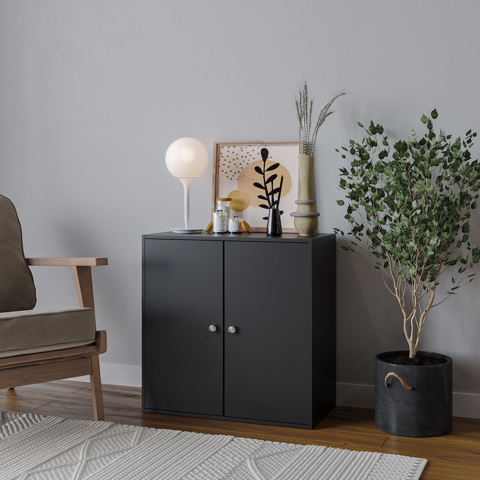 image 1 of Black 2-Tier 2-Door Wooden Cabinet | Black | 0 x 0 x 0 | 1