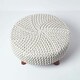 image 3 of Homescapes Natural Large Round Cotton Knitted Footstool on Legs | Cream | 62 x 62 x 30 cm