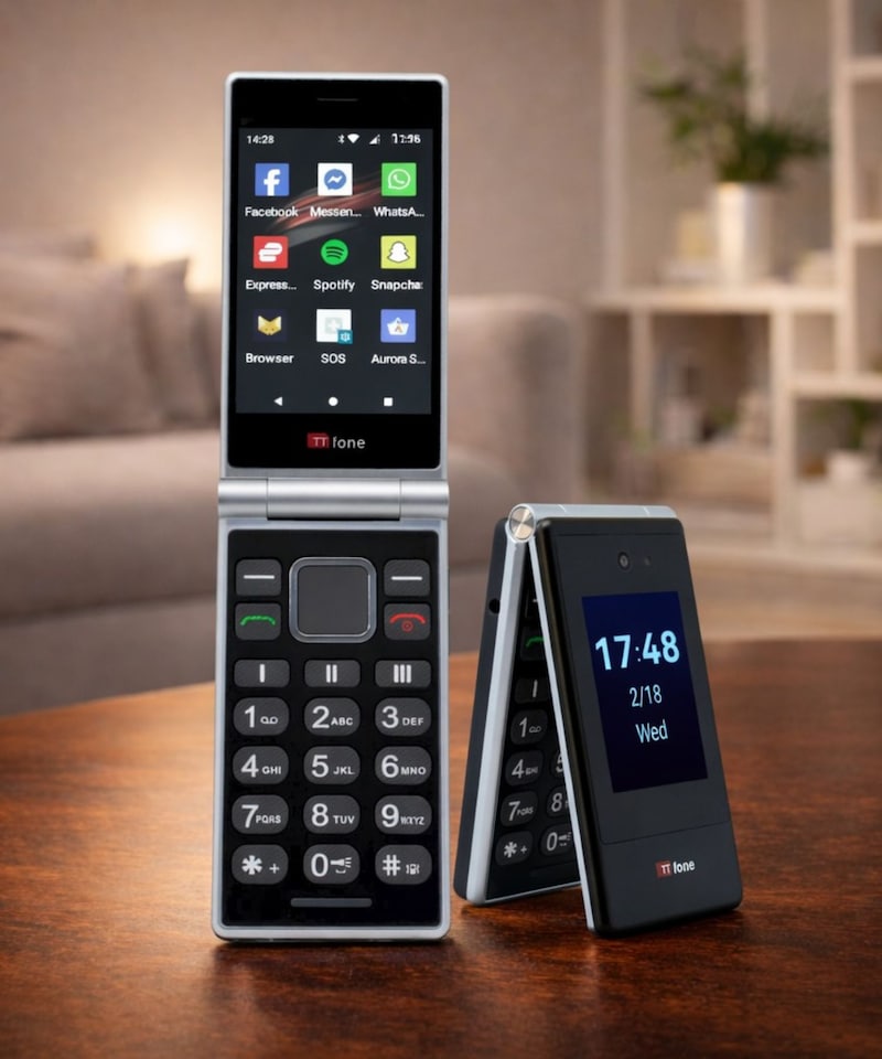 image 1 of TTfone TT990 4G Flip Phone with Android 14 (De-Googled)  - EE Pay as you go