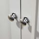 image 6 of Grey Oak Tall Display Bookcase 3 Shelf 2 Door Storage Cupboard Metal Handles