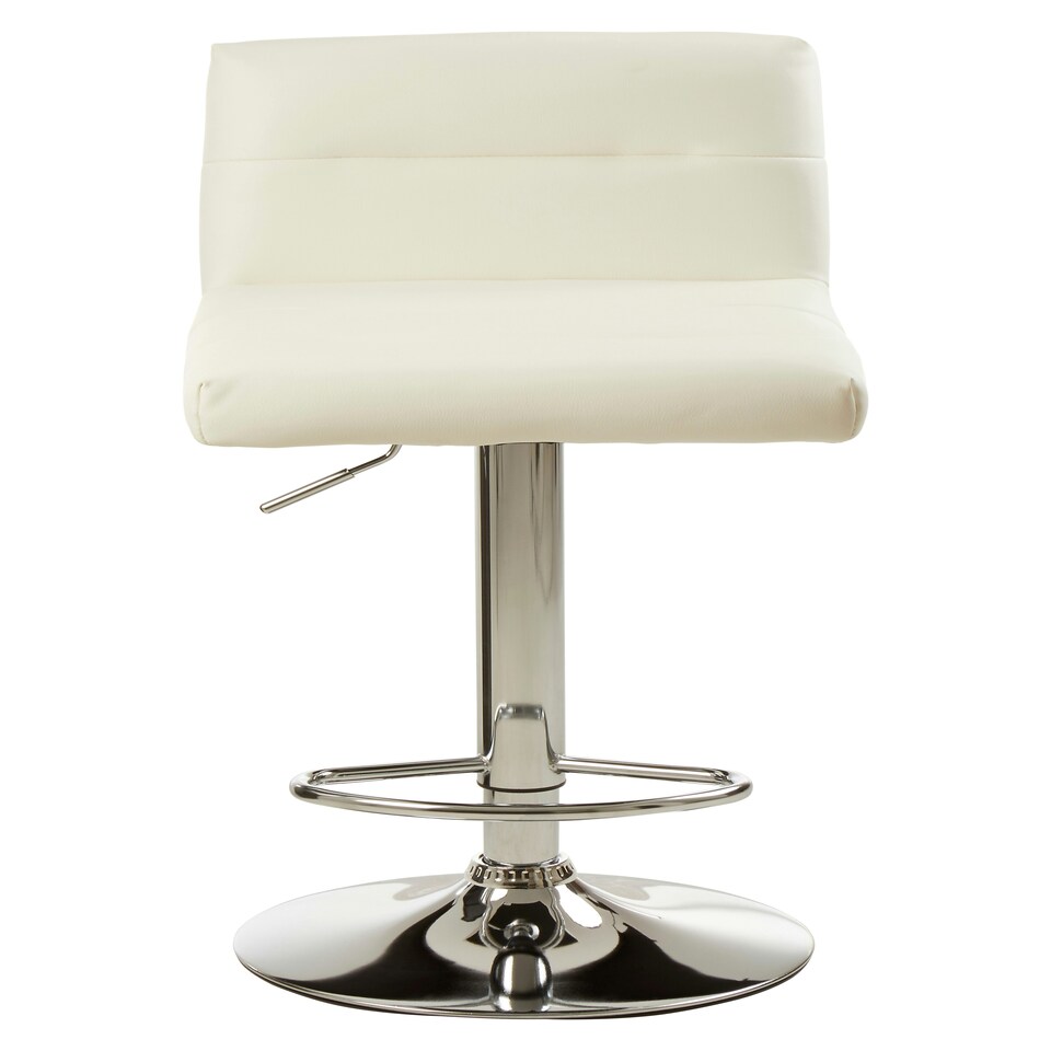 image 1 of Interiors By Premier Sleek White Seat Bar Stool With Chrome Base, Comfortable Bar Chair, Adjustable Height Modern Bar Stool