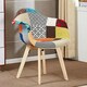image 5 of Patchwork Halo Dining Set Includes a Black Dining Table & Set of 4 Fabric Chairs | Multi | Multicolor
