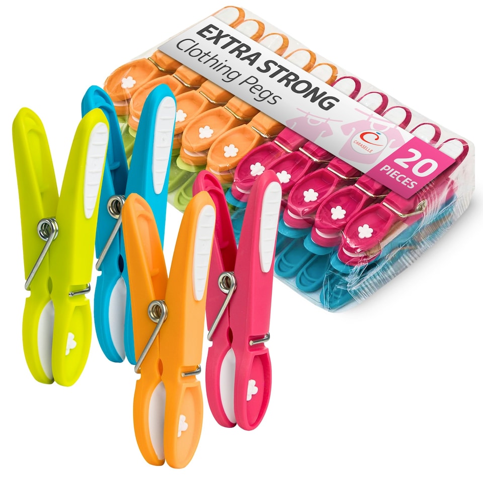 image 1 of 1 Pack of Caraselle Extra Strong Non Slip Clothes Pegs (20 Pegs)