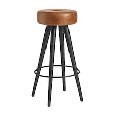 Tanu Stool - Black Metal Frame - Bruciato Tan Leather. Black