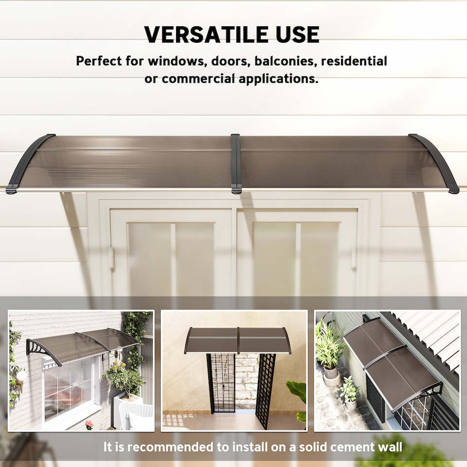 image 1 of Outsunny Outdoor Curved Window Porch Canopy Awning UV Rain Cover 0.8x2m Brown | Brown | Brown | 1