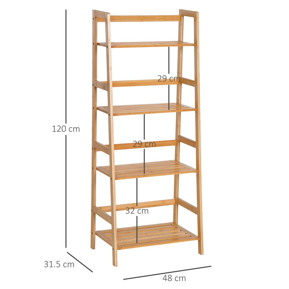 image 1 of HOMCOM 4-Tier Ladder Bookcase Utility Shelf DIY Plant Stand Holder